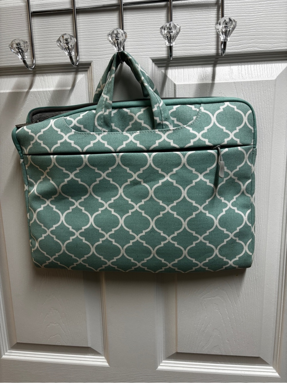 Aqua Moroccan Trellis Padded Laptop Bag Case with Handles